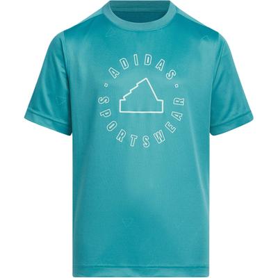 Camiseta Esportiva Gola Redonda Logo da Marca Estampa de Letras Manga Curta Tops Infantis Verde IT4031