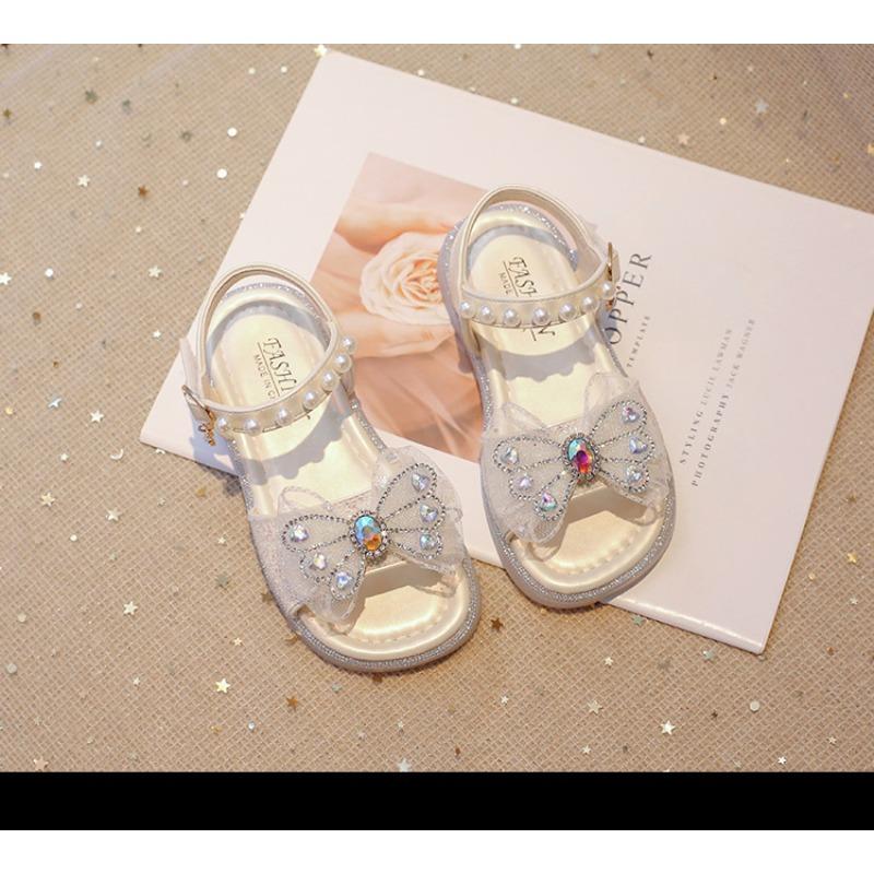 New bow diamond soft sole cute princess sandals for girls