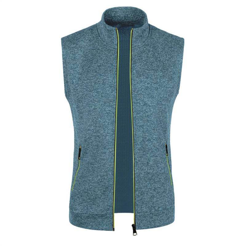 Mens Slim Fit Knit Fleece Zip Up Vest With Pockets