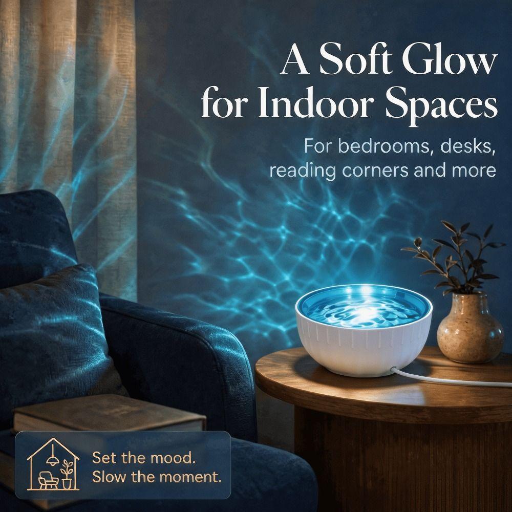 USB Powered Water Wave Projector Night Light Dynamic Water Ripple Projection Lamp Holiday