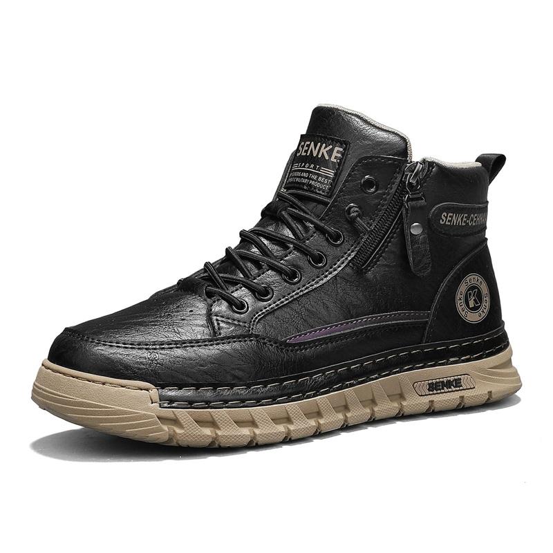 Training Shoes Botas Outdoor Treking Footwear Mens High Top Leather Ankle Boots Comfortable Motorcycle Boots Non Slip Walking
