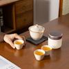 Ceramic travel tea set, outdoor portable Kung Fu tea, Ru kiln Kuaike cup, a complete set of business souvenirs
