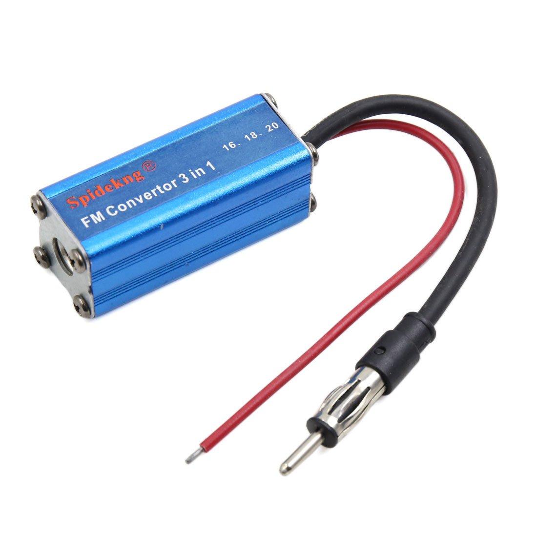 

uxcell Car FM Converter Automotive Aluminum Alloy FM Band Frequency Extension Converter Blue 3 in 1