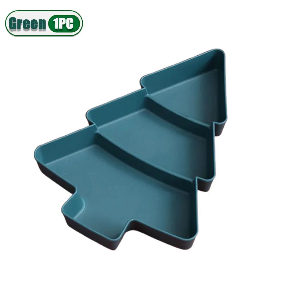 1-10PCS Holiday Christmas Plastic Snack Plates Candy Fruit Divided Trays Tree Shape INS Style Home Table Party Decor Supplies
