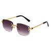 Unisex Rimless Sunglasses Luxury Brand Square Designer Gold Alloy Frame Sunglasses Diamond Cut UV400 Colored