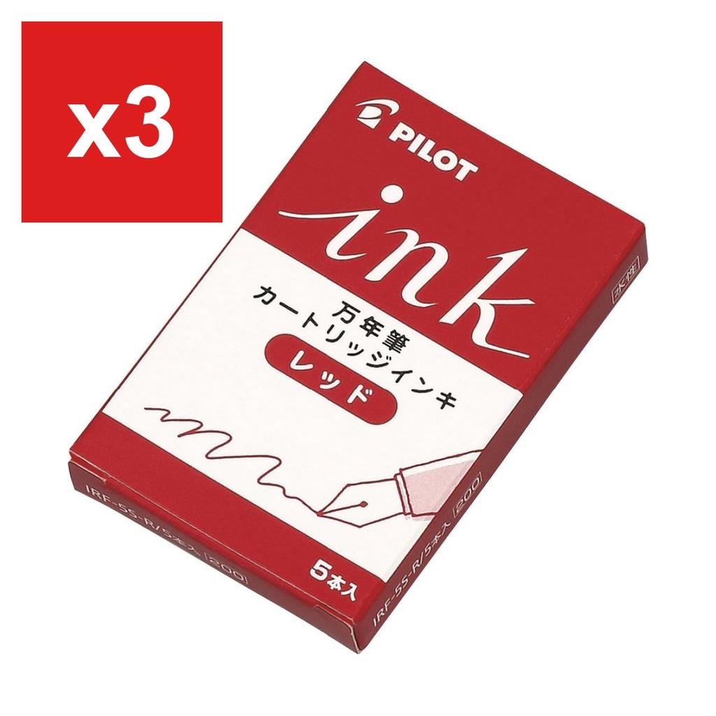 Pilot Fountain Pen Ink Cartridges, Red, 10 Packs of 5
