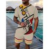 Men's Outdoor Leisure Sports  Round Neck Short Sleeved T-shirt and Shorts Set Trendy and Fashionable