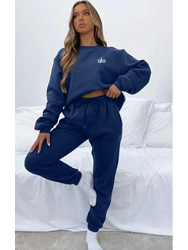 Women's Autumn/Winter Casual Printed Hoodie & Long Pants Set - European & American Style