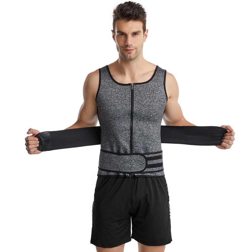 Men's Tummy Tuck Vest Double-Breasted Bodysuit Shapewear Hide Beer Belly Tight Sports Corset for Warm-Up