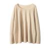 Women's 100% Pure Cashmere One-Shoulder Long Sleeve Sweater - Soft, Loose-Fit Knitwear for Autumn/Winter.