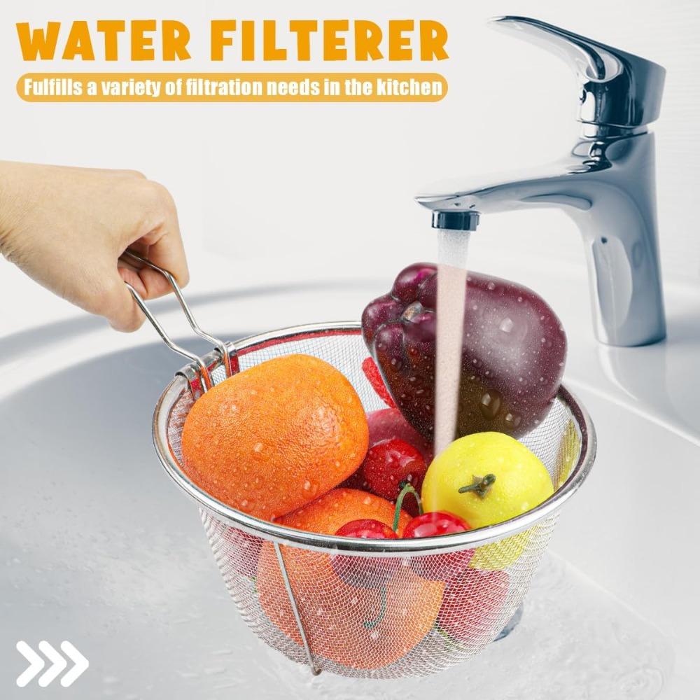 Stainless Steel Deep Fry Basket with Folding Handle French Fry Chip Basket Kitchen Strainer for Home Restaurant Cooking Serving