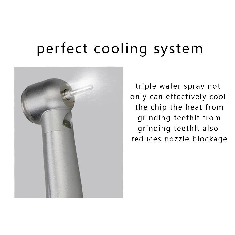 Dental LED High Speed Handpiece Torque Head Air Turbine E-Generator Ceramic Bearing Dentist Tips Triple Water Spray 2/4 Hole