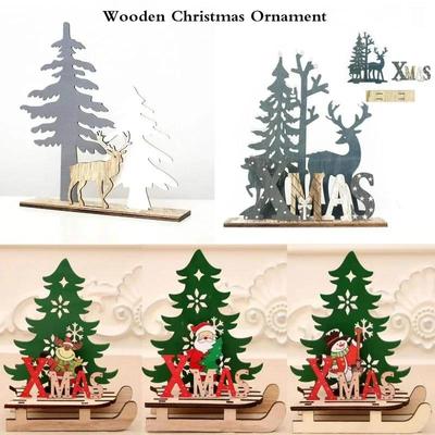 Wooden Elk Christmas Decoration for Home Splice Deer Xmas Ornaments Kids Gift for Home Christmas Party Decorations
