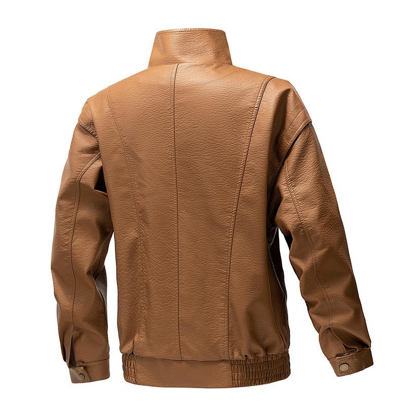 Spring and Autumn Soft Leather Jacket Men's Casual Collar Slimming Korean Edition Leather Jacket Coat