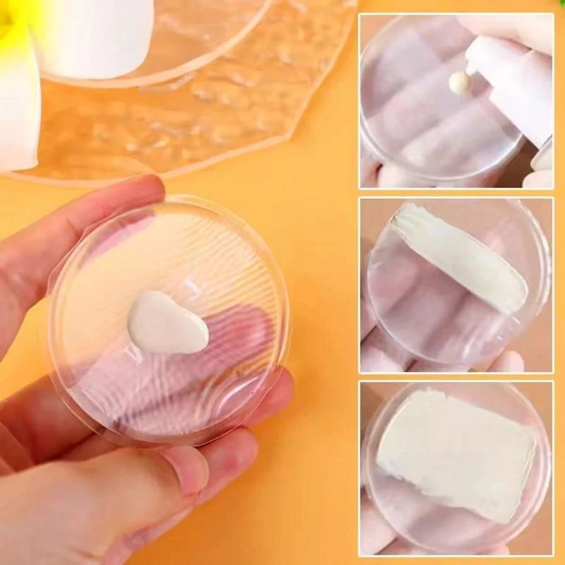 1/2 Pezzi Spugnetta per Trucco in Silicone, Puff Cushion Trasparente Jelly di Cristallo a Base d'Acqua per BB Cream, Spugnetta Trasparente per Fondotinta, Non Assorbente