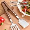 304 Stainless Steel Frying Spatula Walnut Handle Stir-fry Spatula Spatula  Outdoor Kitchen Supplies