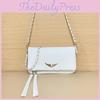 Simple Solid Color Gold Wing Decoration Women Casual Shoulder Bag Tassels With