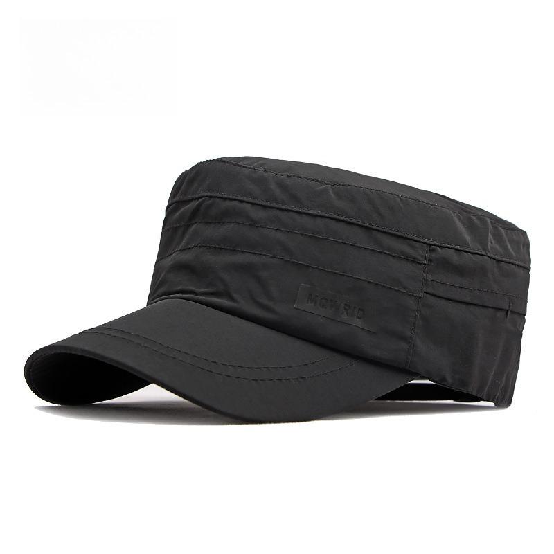 Men s Lightweight Quick Dry Cadet Cap Breathable Flat Top Military Hat Summer Sun Protection Outdoor Hiking Fishing Peaked Cap Adjustable 55-60cm чёрный