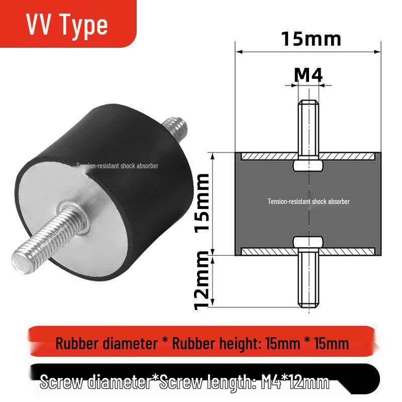 VV Type Rubber Shock Absorber with Dual External Threaded Rods - Industrial Vibration Dampening Silent Buffer Pad NHE01