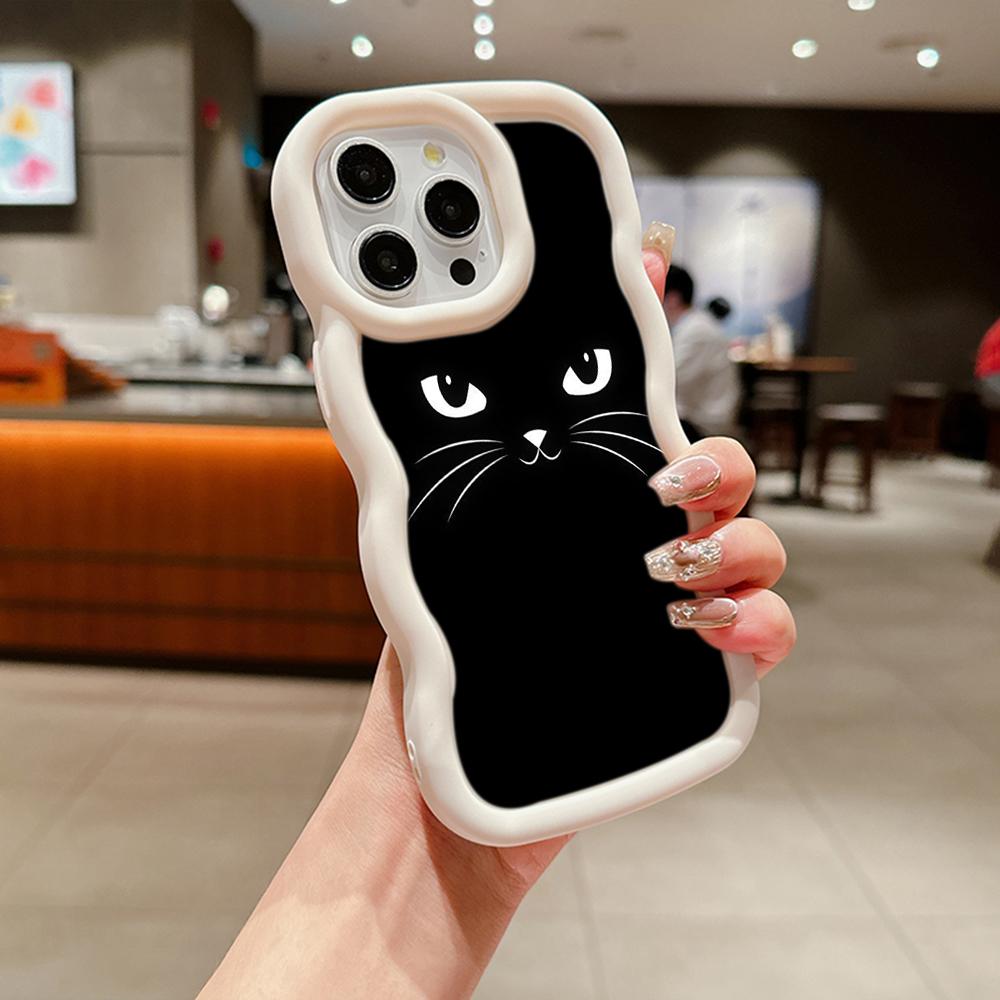 Macaron Soft TPU pouzdro na telefon pro iPhone 11 12 13 14 15 Pro Max SE X Xs Max XR 6 7 8 Tecno Camon 19 20 Pro Realme C35 Ae73 Dark Eyes cat design art
