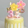 1pc Pink Numbered Birthday Candles Golden Bow Cake Decoration for Children boys Girls Teenage Birthday Baking Decoration Plugins