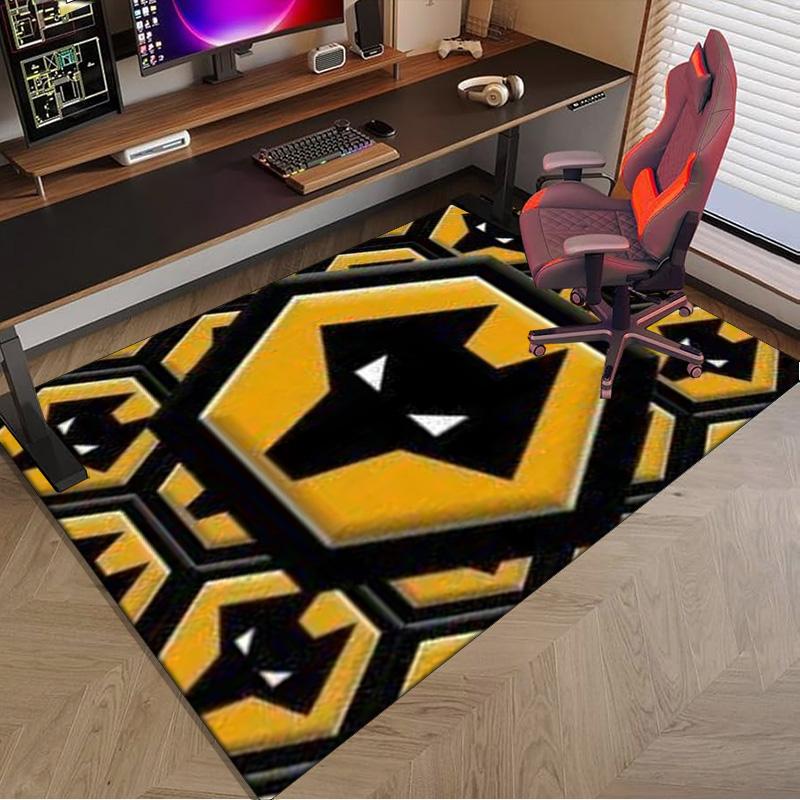 Wolves Football Club Emblem Printed Area Rug for Office, Chair Rug, Decorative Carpet Floor Mat, Large Size Fan Gifts Christmas Gifts
