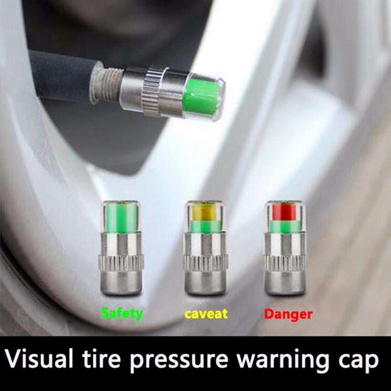 4pcs/lot 2.0/2.2/2.4 Bar 30/32 PSI Tire Pressure Monitor Pressure Gauge Cap Sensor Indicator Alert Monitoring Tools Kit