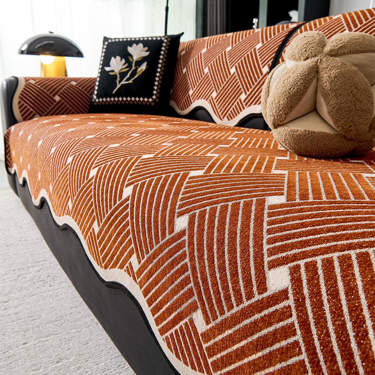 

French Sofa Cushion Retro New Nordic Modern Four-Season Universal Leather Sofa Seat Cushion Cover Towel 90*70cm