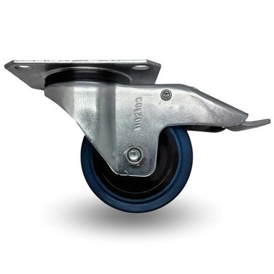 Swivel Wheel, Wheel Set, Brake, 100mm, 150kg, BPPB 1001 BLUE, Rubber