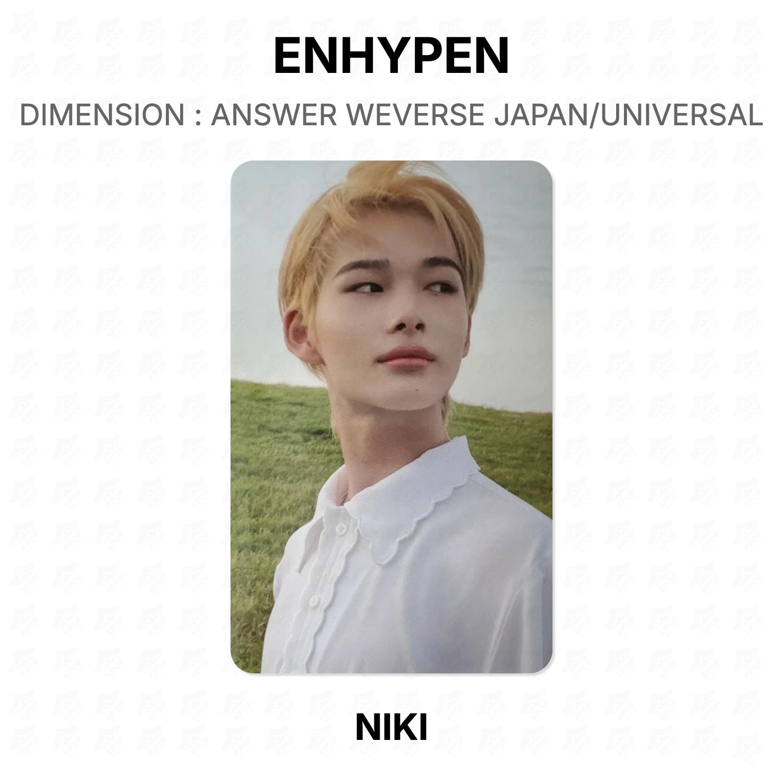 ЭНИПЕН ИЗМЕРЕНИЕ : ОТВЕТ WEVERSE JAPAN/UNIVERSAL Официальная фотокарточка NI-KI