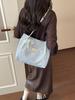 Pearl Bow Diamond Denim Tote: Stylish Summer Shoulder Bag with Large Capacity