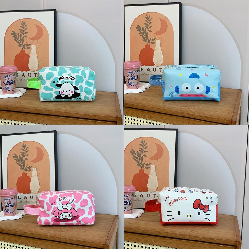 Cinnamoroll Kuromi Melody Print Nylon Travel Makeup Bag With Breathable Design For Unisex Use