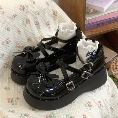 Chaussures Mary Jane à plateforme pour femmes, nœud papillon tendance, chaussures Lolita 2024, vente chaude, chaussures gothiques Cosplay à semelles épaisses pour femmes