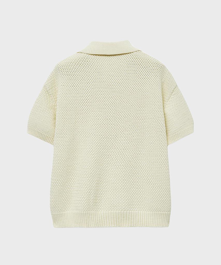 NOIRER Oversized Heavy Polo Half Knit (Ivory)