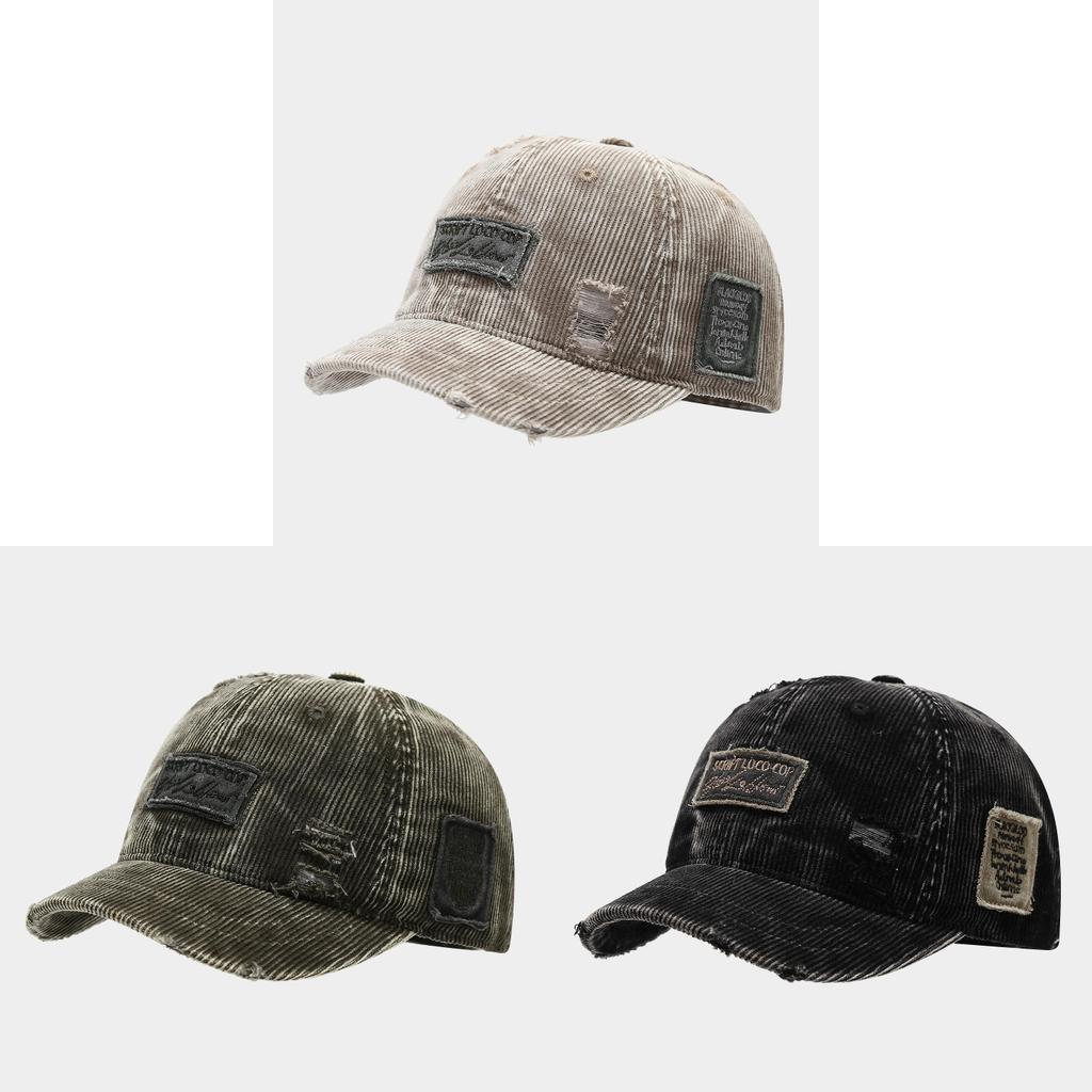 Cappellino da baseball in velluto a coste vintage con disegni di lettere ricamate per abbigliamento casual da strada