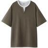 Semir Men's Waffle Knit Color Block Faux Layer Short Sleeve T-Shirt