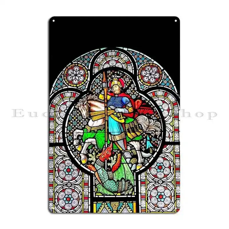 Stained Glass Don Quixote Knight In Shining Amor Design Metal Sign Rusty Club Mural Iron Club Tin Sign Poster