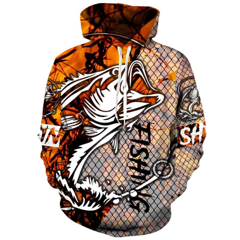 

Класна толстовка унісекс Harajuku з 3D-принтом для риболовлі на коропа, вулична чоловіча повсякденна рибалка, полювання, кемпінг, модний одяг S