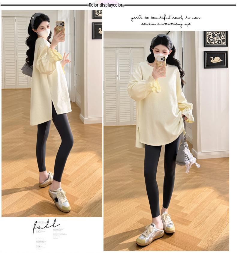 2026 Trendy Plus Size Maternity T-Shirt - Loose Fit, Casual Spring/Autumn Fashion for Moms