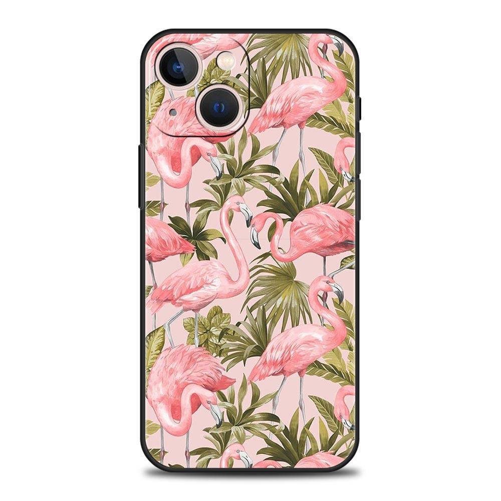 Pink Red Flamingo Luxury Phone Case For iPhone 11 14 15 Pro MAX 12 13 Mini 7 8 Plus X XR XS SE Silicone Shockproof Cover Funda