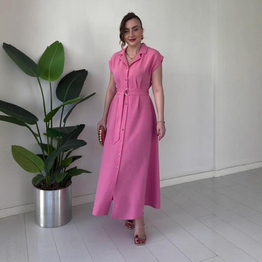2025 Summer Sleeveless Casual Tie-Waist Slimming Long Dress