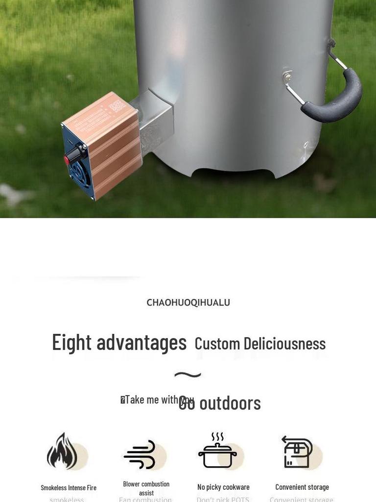 Portable Smokeless Wood-Burning Stove for Outdoor Camping and Rural Home Heating