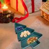 Christmas Tree Serving Tray 3 Compartments Decorative Dessert Plate Divided Dried Fruit Serving Plate For Nuts Candy Snack