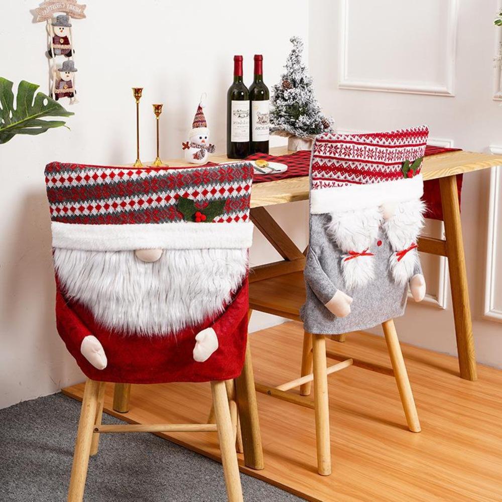 Cartoon Christmas Chair Cover Exquisite Dinner Chair Back Decor Merry Christmas