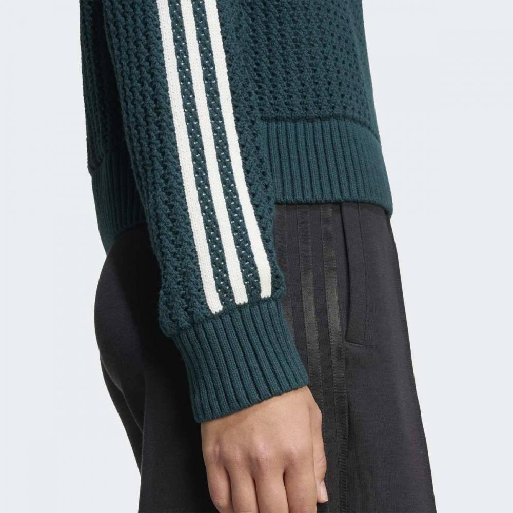 adidas Women S Adicolor Knitted Crew SweatShirt Green  Jx5247 
