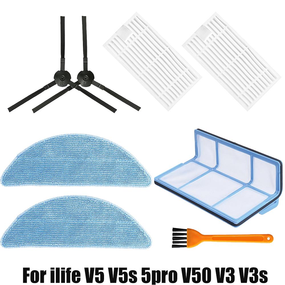 For ILife V5S V5 Pro X5 V5 V3 V5S Pro V50 V55 Side Brush HEPA Filter Mop Cloth Magic Paste Accessories Vacuum Cleaner Parts