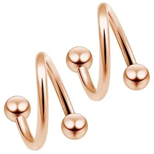 2pc/set Surgical Steel Spiral Twisted Lip Ring Nose Rings 16 Gauge Ear Cartilage Helix Piercing Body Accessories Jewelry Gift