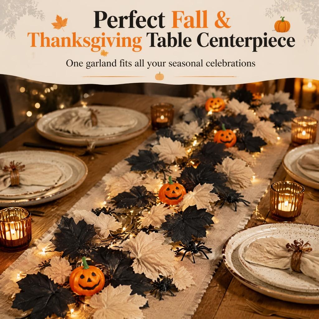 175CM Maple Leaf Smiley Pumpkin Rattan Halloween Decoration