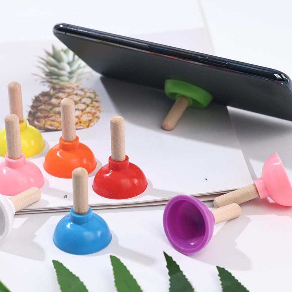 Mini Tiny Plunger Magic Close-Up Toilet Sucker Stand Toilet Shape Phone Holder  For Card