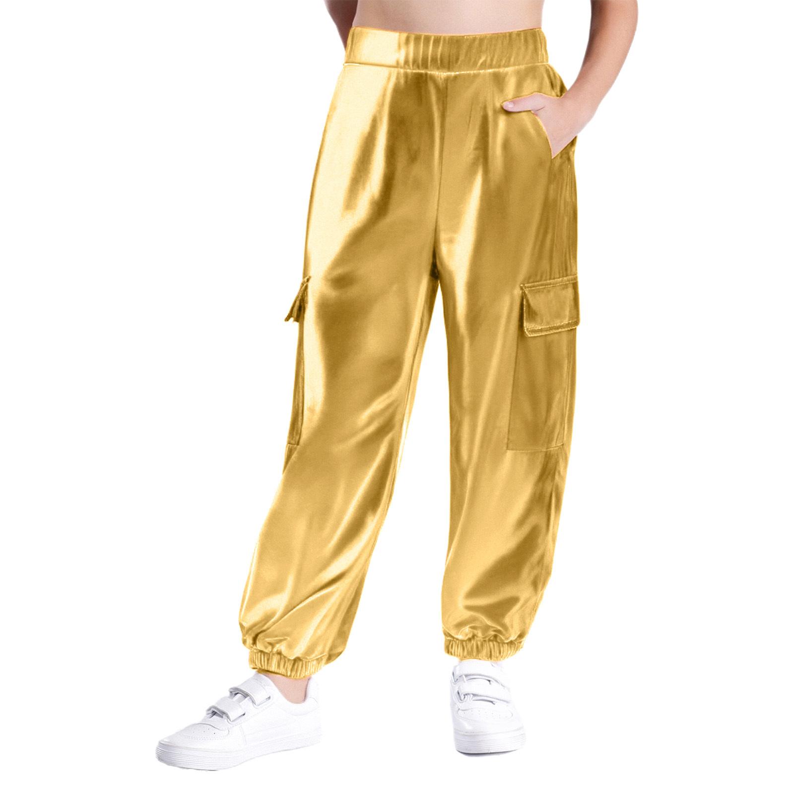 Yeahdor Metallic dansbroek voor meisjes, glanzende hiphop jazz broek Yeahdor Metallic dansbroek voor meisjes, glanzende hiphop jazz broek